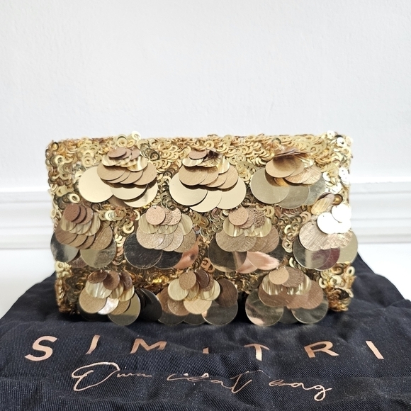 New Simitri Gold Disco Clutch Handbag/Crossbody Metal Chain Handbag NWT - Picture 4 of 13